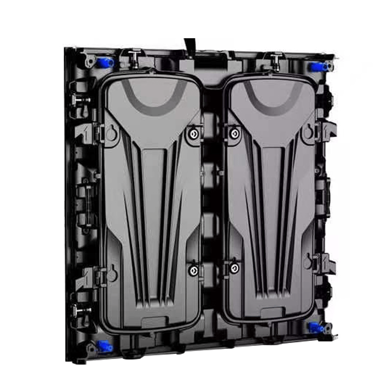 Gabinete rental die-cast — construção modular para montagem e desmontagem recorrentes em estandes e eventos.
